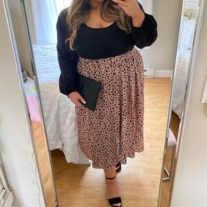 Polka Dot Pleated Skirt